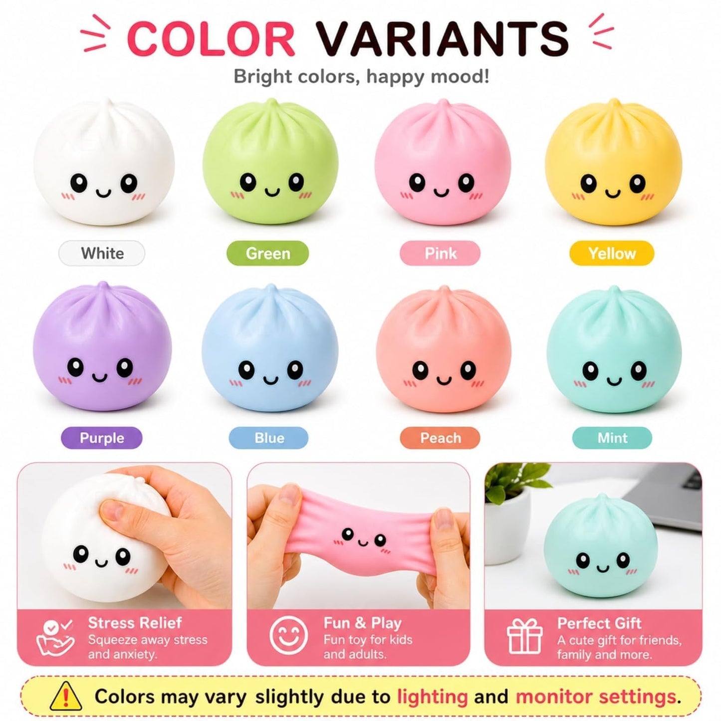 Dumpling Squishy Ball Dumpling Squishy Mystery Box, Cute Big Dumpling Stress Ball, Soft Squeeze Fidget Sensory Toy for Adults & Kids, Anxiety Relief Stress Relief Toy, Fun Desk Toy Gift