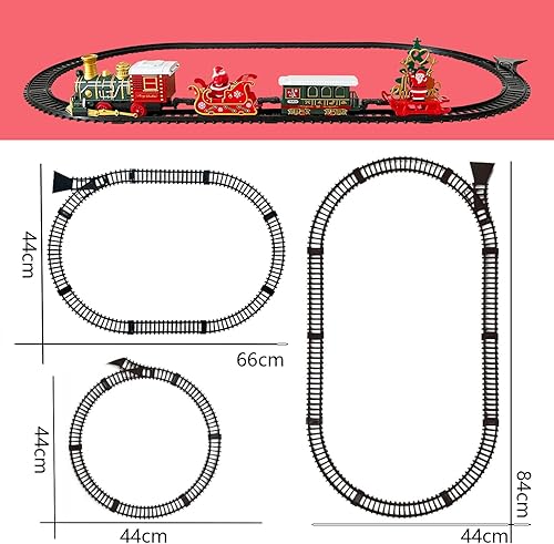 Christmas Rail Train Set, with Realistic Sound, Lighting, Tracks, Train Toys, 1 Locomotive+3 Carriages, Suitable for Children, Boys, and Girls 4+ Years Old (No Smokes)