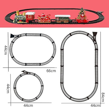 Christmas Rail Train Set, with Realistic Sound, Lighting, Tracks, Train Toys, 1 Locomotive+3 Carriages, Suitable for Children, Boys, and Girls 4+ Years Old (No Smokes)