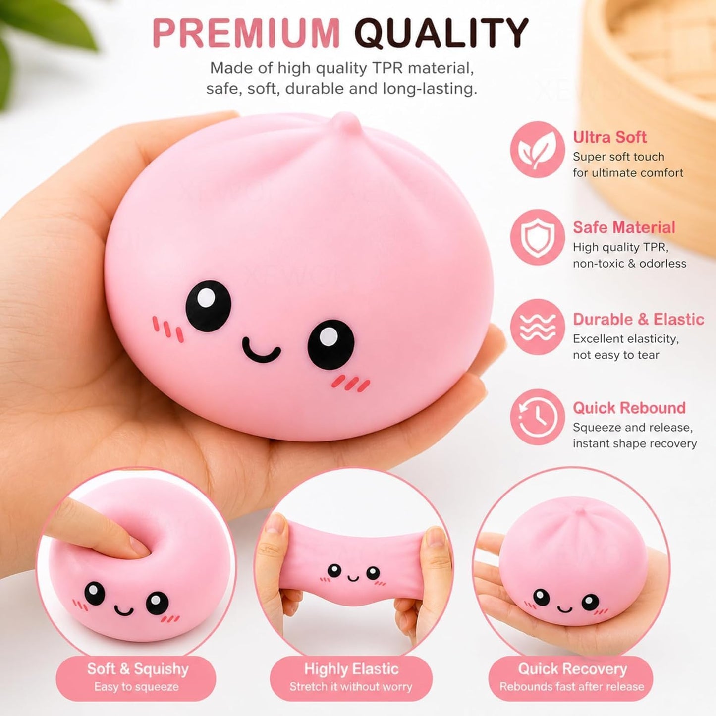 Dumpling Squishy Ball Dumpling Squishy Mystery Box, Cute Big Dumpling Stress Ball, Soft Squeeze Fidget Sensory Toy for Adults & Kids, Anxiety Relief Stress Relief Toy, Fun Desk Toy Gift