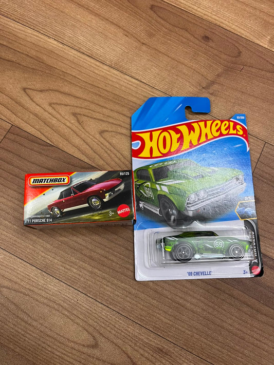 71 PORSCHE 914(MATCHBOX CAR) AND 69 CHEVELLE HOTWHEELS SINGLE CAR
