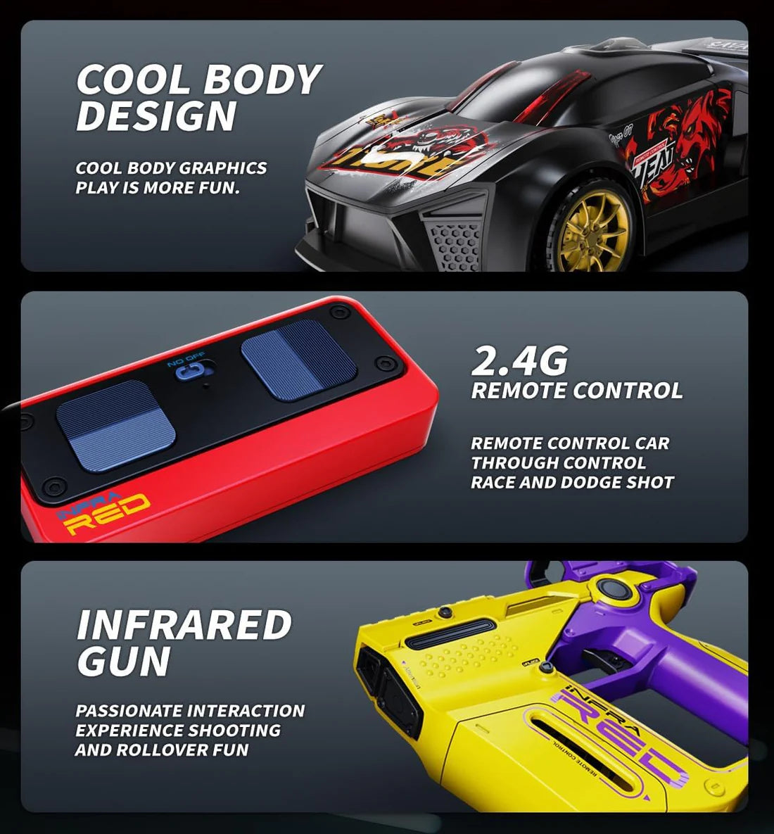 2 Player Infrared Battle RC Car Toy with Dual Remotes, Shoot & Knock Down Racing Game, Time Bound Dodge & Target Action, Interactive Remote Control Cars for Kids Boys & Girls