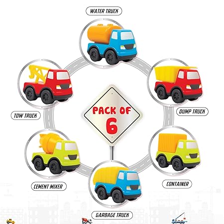 Funskool Giggles - Mini Vehicles-Construction Series Gift Pack of 6