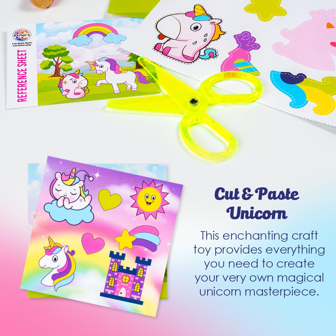 RATNA'S Unicorn Cut & Paste Art & Craft DIY Kit Preschool Activity for Kids & Toddllers