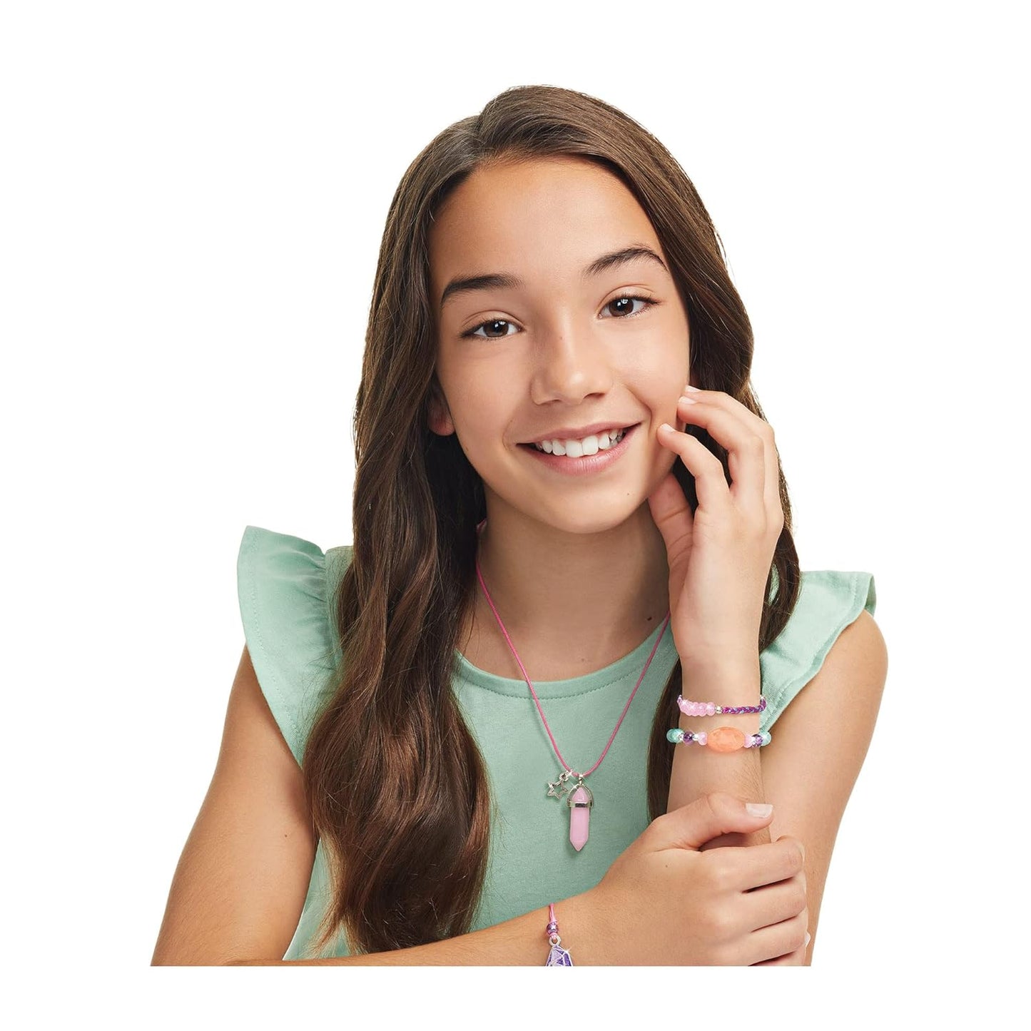 Make It Real Positive Gems Jewelry|Create Charm Bracelets, Pendants, Bacelet|49 Assorted Beads, Includes Play Tray|DIY Playful Charm & Jewelry Kit|Tweens & Girls Arts & Crafts Ages 8+|Made in India