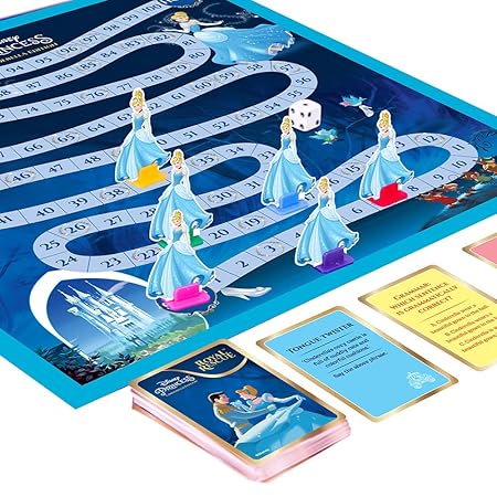 Disney Princess Cinderella Edition Royal Rescue Board Game | Roll The Die: Fun Board Game with Cards and Riddles and for Kids