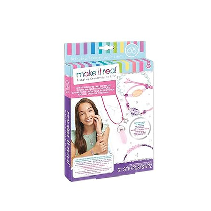 Make It Real Positive Gems Jewelry|Create Charm Bracelets, Pendants, Bacelet|49 Assorted Beads, Includes Play Tray|DIY Playful Charm & Jewelry Kit|Tweens & Girls Arts & Crafts Ages 8+|Made in India