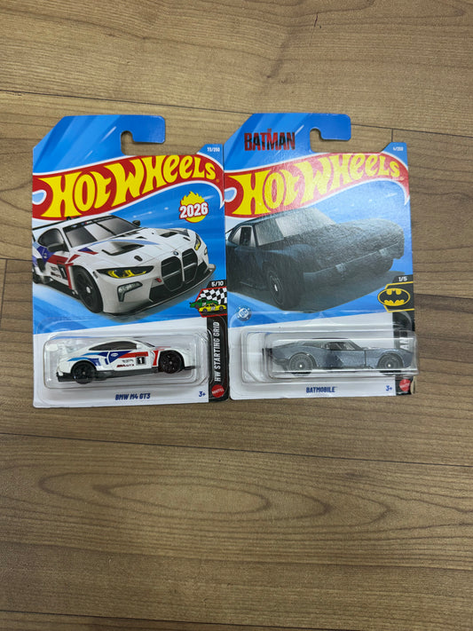 SINGLE HOTWHEELS CAR- BMW M4 GT3 AND BATMOBILE
