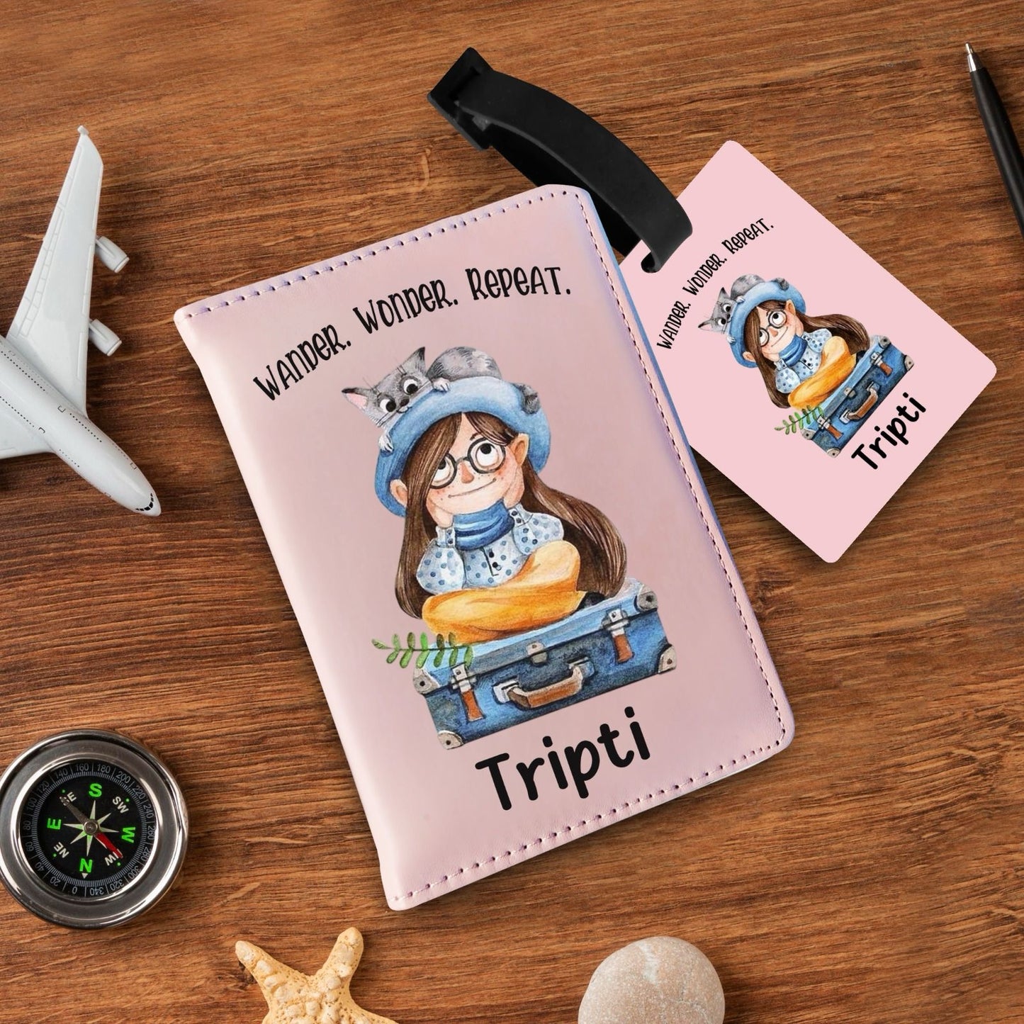 Personalized Passport and bag tag combo