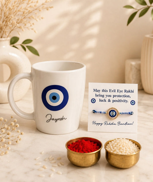 Personalised Evil Eye Mug and Rakhi