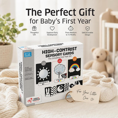 Chalk & Chuckles High Contrast Sensory Flash Cards for Babies 0-12 Months