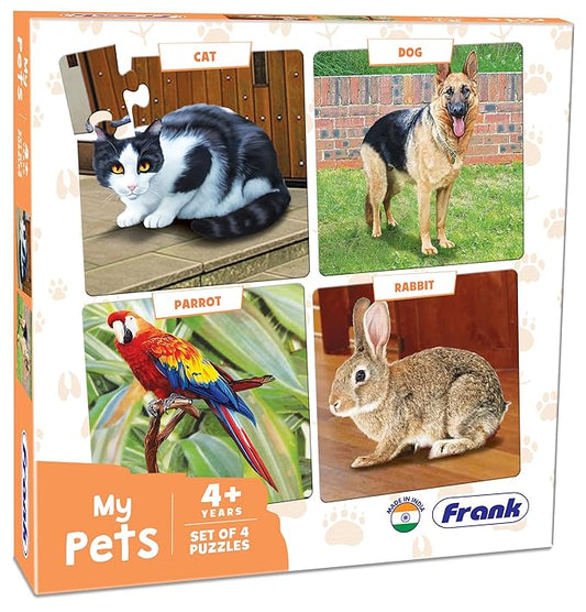 Frank My Pets Animal Puzzle - A Set of 4 Jigsaw Puzzle for Kids Above 4+ Years - Fun & Challenging Brain Booster Games - Educational Puzzle for Focus and Memory - 10504