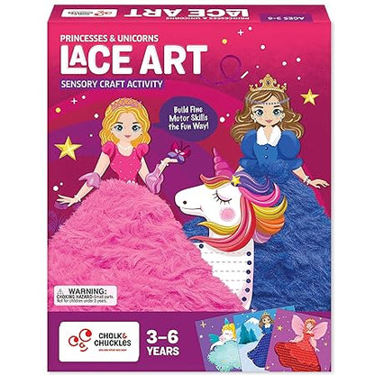 Chalk and Chuckles Princess Unicorn Lace Art Kit for Kids