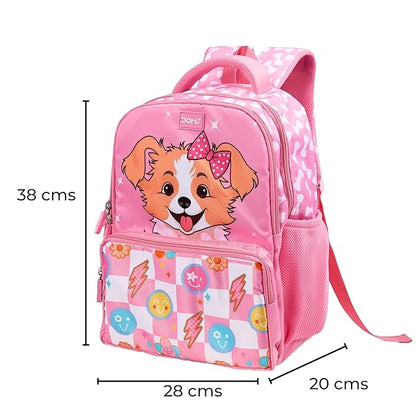 DOMS Waterproof School Bag for Kids – Puppy Face Series | Cartoon Print