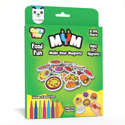 Play Panda MYM Colour & Play Fun Craft Kit for Kids | Make 20+ Fridge Magnets | DIY Craft & Colouring Activity
