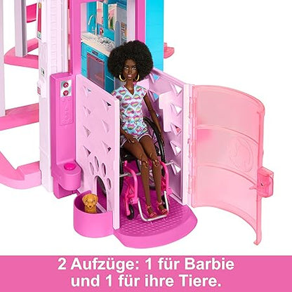 Barbie Dreamhouse, Pool Party Doll House with 75+ Pieces and 3-Story Slide, Pet Elevator and Puppy Play Area