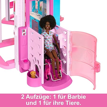Barbie Dreamhouse, Pool Party Doll House with 75+ Pieces and 3-Story Slide, Pet Elevator and Puppy Play Area