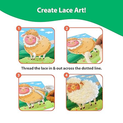 Chalk and Chuckles Lace Art Furry Animals, Develop Fine Motor Skills, Lacing Activity for Kids,