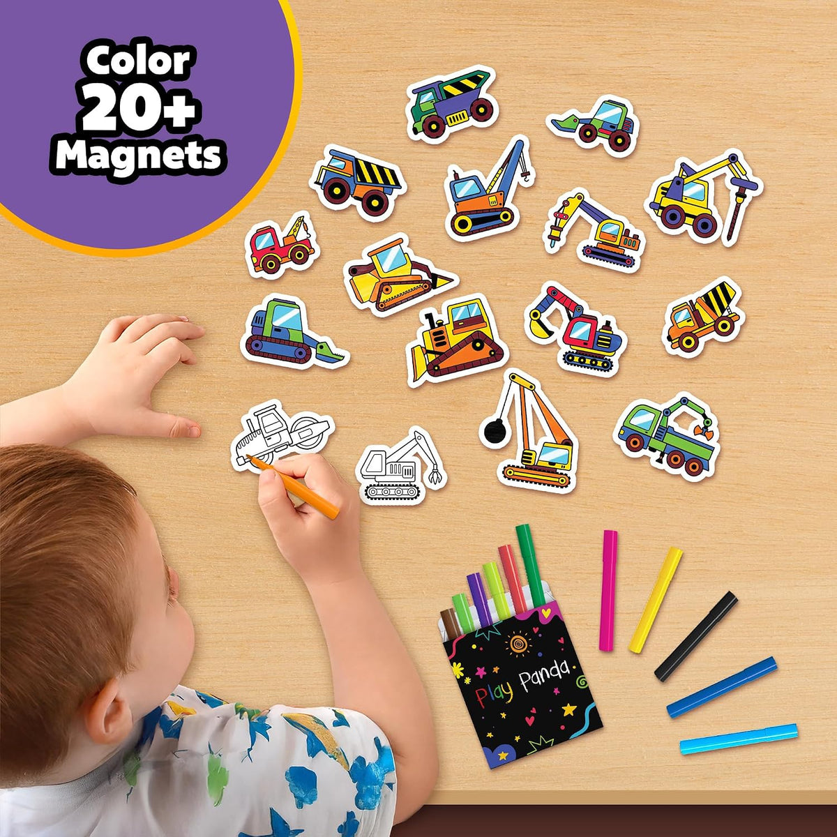 Play Panda MYM Colour & Play Fun Craft Kit for Kids | Make 20+ Fridge Magnets | DIY Craft & Colouring Activity