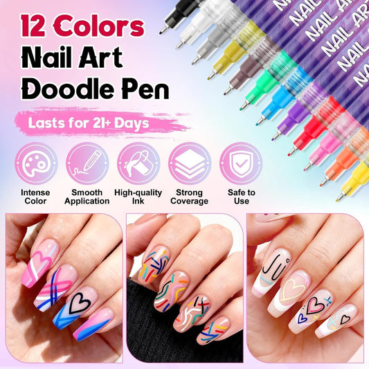 12 Color Nail Art Pens Set- Nail Art Marker
