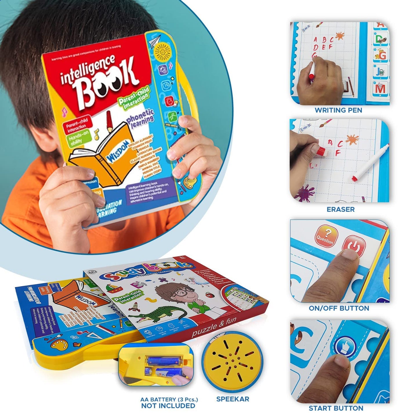 Interactive Sound Book for Kids (Ages 2–7) – Learn Alphabets, Numbers, Shapes & Phonics | Educational Talking Book with Music & Touch Features | Multicolor Learning Toy for Toddlers