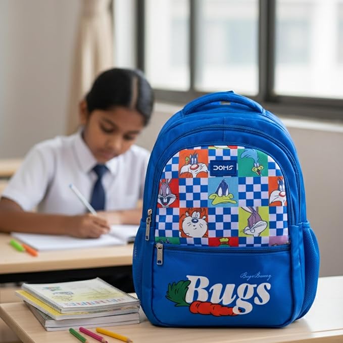 DOMS Bugs Bunny Series Backpack – Stylish Looney Tunes School Bag for Kids