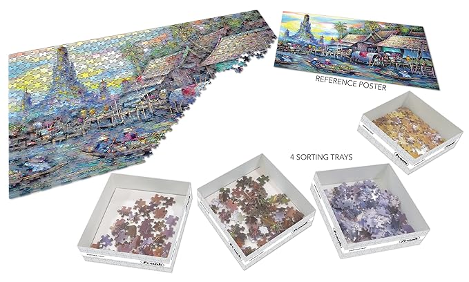Frank Floating Market Jigsaw Puzzle (1000 Pieces) for Adults and Kid Above 15+ Years-Realistic Illustrations-Fun & Challenging Brain Booster Games - for Focus and Memory -34019