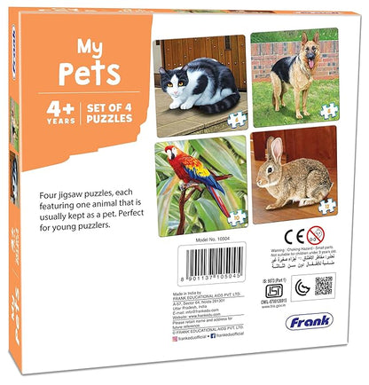 Frank My Pets Animal Puzzle - A Set of 4 Jigsaw Puzzle for Kids Above 4+ Years - Fun & Challenging Brain Booster Games - Educational Puzzle for Focus and Memory - 10504