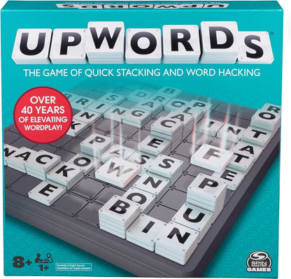 Funskool Upwords, Word Game with Stackable Letter Tiles & Rotating Game for Adults and Kids Ages 8 and Up