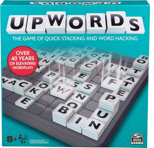 Funskool Upwords, Word Game with Stackable Letter Tiles & Rotating Game for Adults and Kids Ages 8 and Up