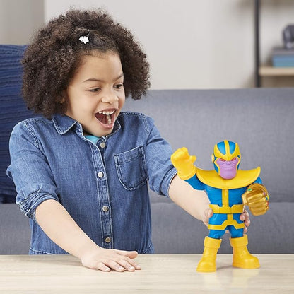 SUPER HERO ADVENTURES Marvel Mega Mighties 10-inch Figure 3 Pack, Thanos, Spider-Man, Hulk Toys for Ages 3 and Up