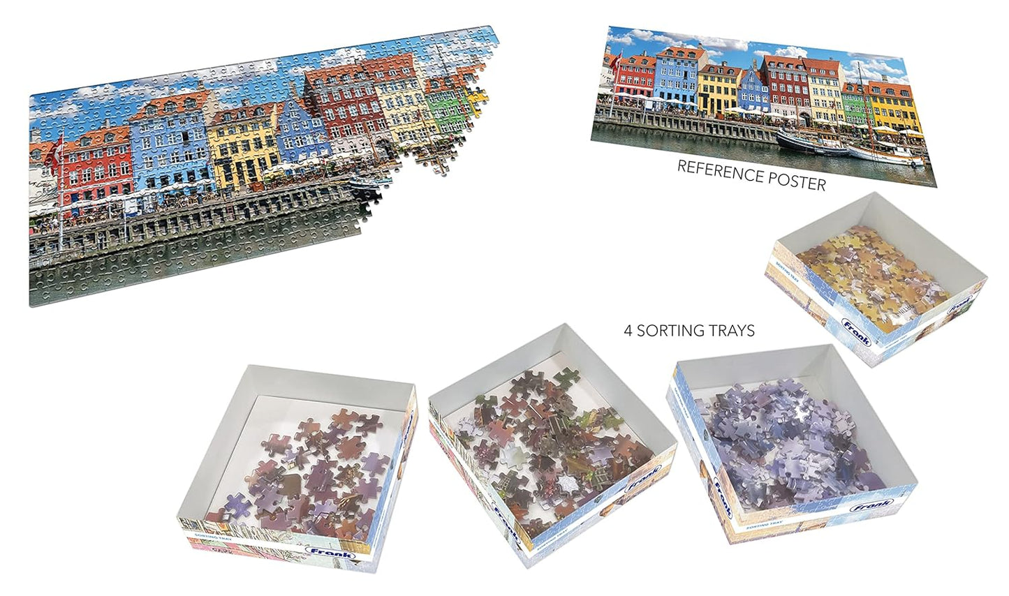 Frank Nyhavn, Copenhagen Panorama 500 Piece Jigsaw Puzzle for Adults & Kids Above 10 Years | Realistic Illustrations - Fun & Challenging Puzzle Games for Focus & Stress Relief - Gifts for Teenagers