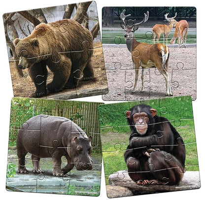 Frank in The Zoo Animal Puzzle - A Set of 4 Jigsaw Puzzle for Kids Above 4+ Years - Fun & Challenging Brain Booster Games - Educational Puzzle for Focus and Memory - 10506