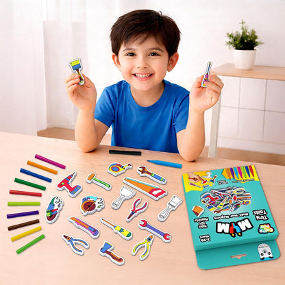 Play Panda MYM Colour & Play Fun Craft Kit for Kids | Make 20+ Fridge Magnets | DIY Craft & Colouring Activity
