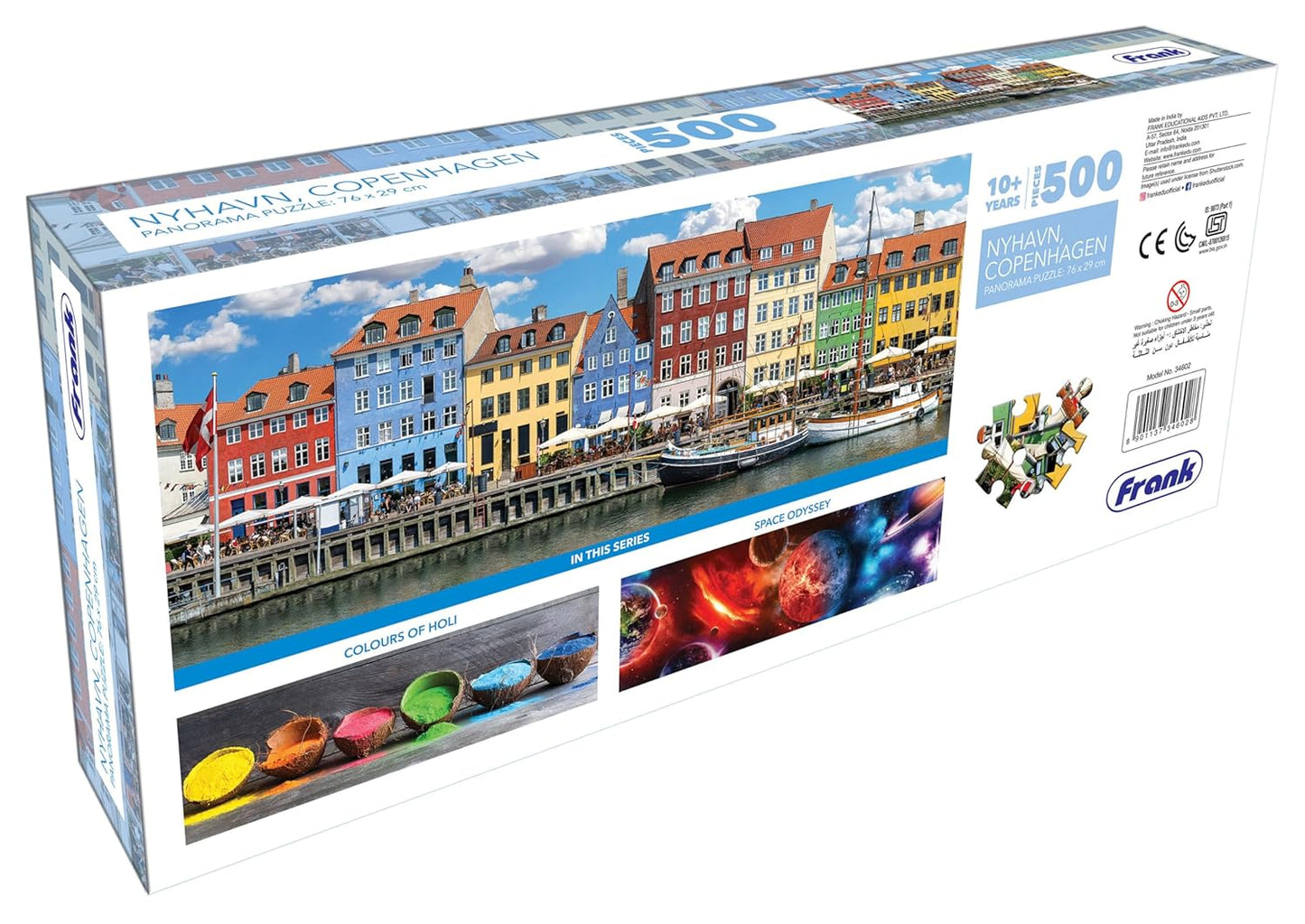 Frank Nyhavn, Copenhagen Panorama 500 Piece Jigsaw Puzzle for Adults & Kids Above 10 Years | Realistic Illustrations - Fun & Challenging Puzzle Games for Focus & Stress Relief - Gifts for Teenagers