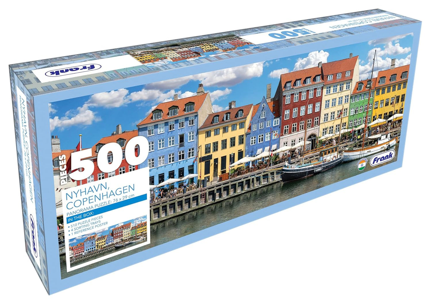 Frank Nyhavn, Copenhagen Panorama 500 Piece Jigsaw Puzzle for Adults & Kids Above 10 Years | Realistic Illustrations - Fun & Challenging Puzzle Games for Focus & Stress Relief - Gifts for Teenagers