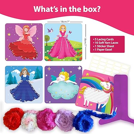 Chalk and Chuckles Princess Unicorn Lace Art Kit for Kids