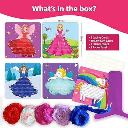 Chalk and Chuckles Princess Unicorn Lace Art Kit for Kids