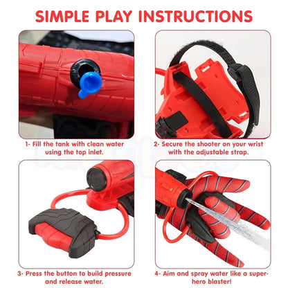 Spiderman Squirt Gun Glove for Kids Super Hero Water Blaster Glove Toy Water Gun Roleplay Toy- Price is per piece