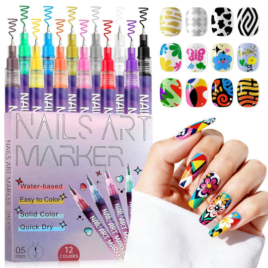 12 Color Nail Art Pens Set- Nail Art Marker