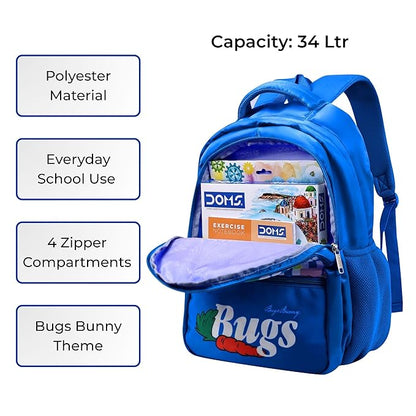 DOMS Bugs Bunny Series Backpack – Stylish Looney Tunes School Bag for Kids