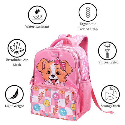 DOMS Waterproof School Bag for Kids – Puppy Face Series | Cartoon Print