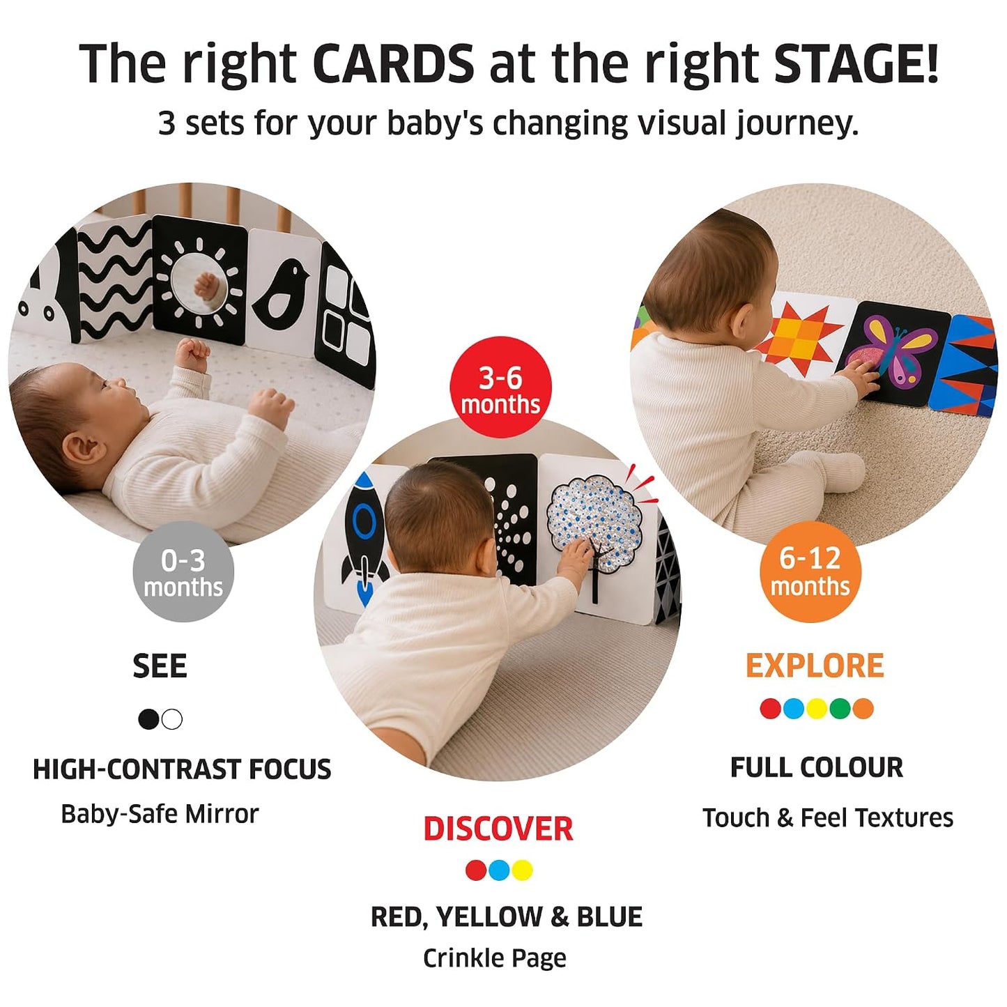 Chalk & Chuckles High Contrast Sensory Flash Cards for Babies 0-12 Months