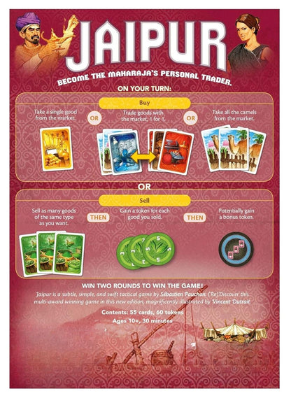 Jaipur | 2 Player Trading & Strategy Card Game | Fast-Paced Market Competition | Ages 10+