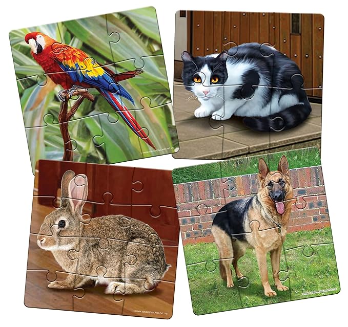 Frank My Pets Animal Puzzle - A Set of 4 Jigsaw Puzzle for Kids Above 4+ Years - Fun & Challenging Brain Booster Games - Educational Puzzle for Focus and Memory - 10504