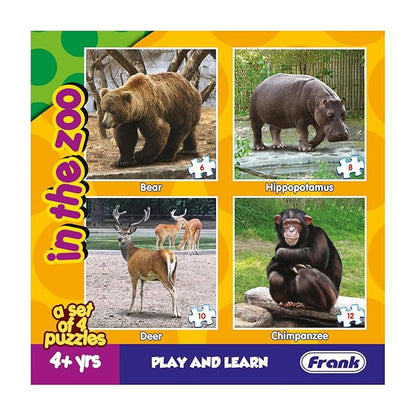 Frank in The Zoo Animal Puzzle - A Set of 4 Jigsaw Puzzle for Kids Above 4+ Years - Fun & Challenging Brain Booster Games - Educational Puzzle for Focus and Memory - 10506