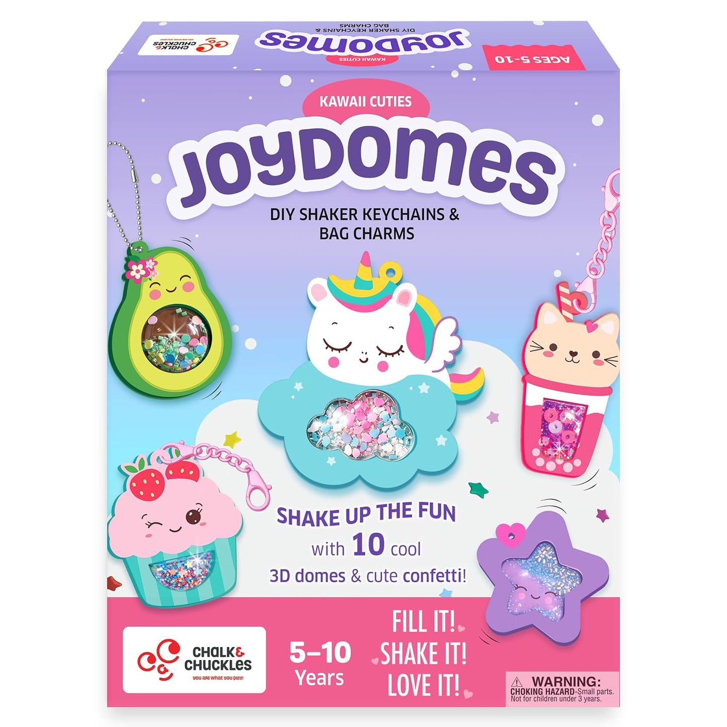 Chalk & Chuckles Joydomes, DIY Kawaii Shaker Keychain Making Kit