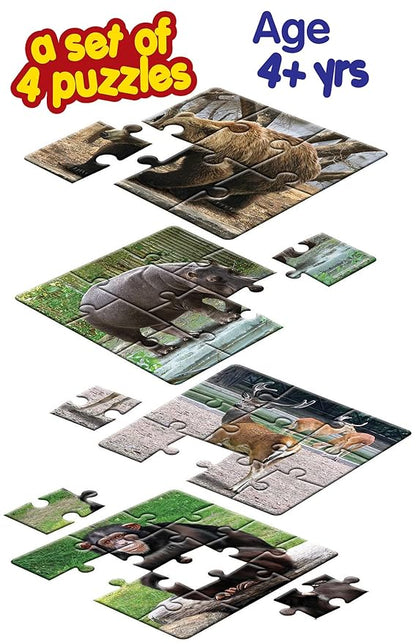 Frank in The Zoo Animal Puzzle - A Set of 4 Jigsaw Puzzle for Kids Above 4+ Years - Fun & Challenging Brain Booster Games - Educational Puzzle for Focus and Memory - 10506