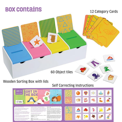 Chalk and Chuckles Sort in the Box- Montessori Sorting & Matching Game for Kids Ages 3-6, Learn Animals, Shapes & Patterns, Educational & Learning Toy for Toddler & Preschooler, Gift for Boys & Girls