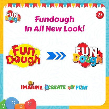 Funskool Fundough Candy Rush, Play Set for Kids, 4 Colorful Tubs of 125g Each (500g Total), Fun Learning & Engaging Activity, Multicolour, Gift Set for Kids, Age 3+ Years